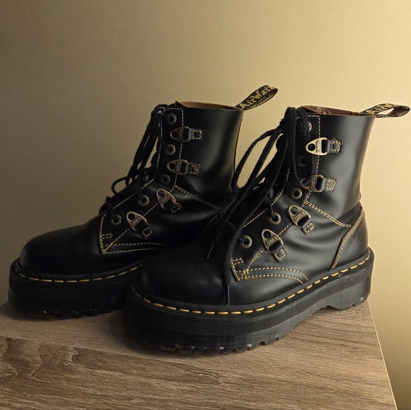 Dr. Martens Shoes - Dr. Martens Black Collier Bex Black Leather Double-laced Boots